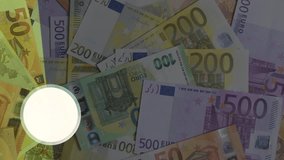 Animated background with euro banknotes - for text and a round shape for the logo for Business and Finance. - Powered by Shutterstock - Get 15% off with code: PIKWIZARD15