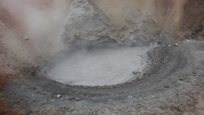 Boiling mud at the Mud Volcano in Yellowstone Park, Wyoming. This geothermal