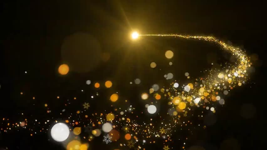 Shining star particles 4K 3D Golden Shine Particles Tail Line Glitter Dust Optical Flare Light. energy flying wave line. magic sparkles Birthday, Anniversary, new year, event, Festivals