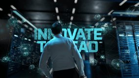 Innovate to Lead. IT Administrator Activating Modern Data Center Server with Hologram. - Powered by Shutterstock - Get 15% off with code: PIKWIZARD15