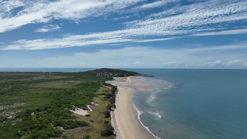 Spectacular aerial footage of Kings Beach Bowen Queensland Australia
