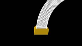 Animated yellow folder with a stream of flying documents on black background representing data overload, digital archive, paperwork or office management concept - Powered by Shutterstock - Get 15% off with code: PIKWIZARD15