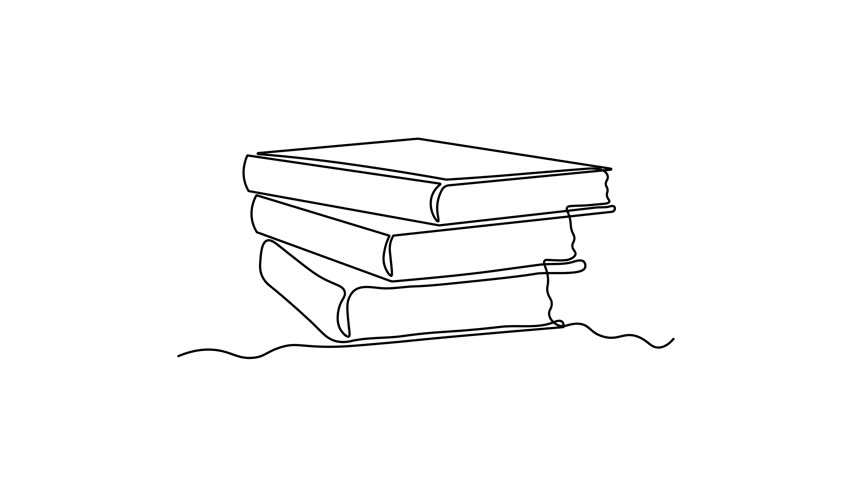 Abstract stack of books, Self drawing animation one continuous line draw, logo