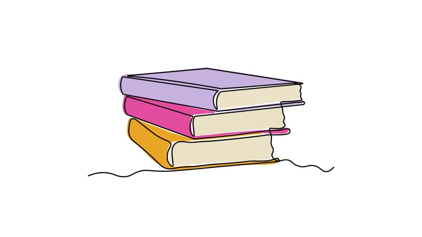 Abstract stack of books, Self drawing animation one continuous line draw, logo