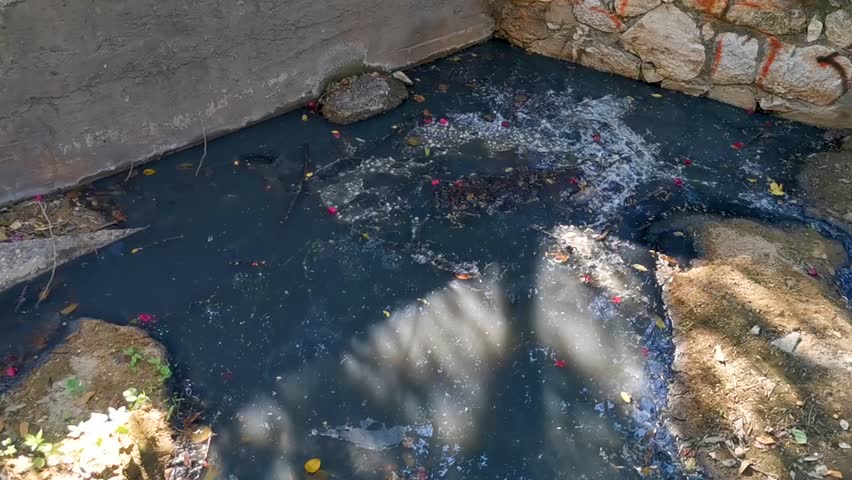 Open sewerage system in the tropical jungle ans mountains in Zicatela Puerto Escondido Oaxaca Mexico.