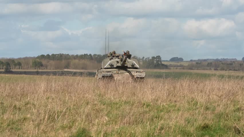 British army FV4034 Challenger 2 II main battle tank in action on military exercise