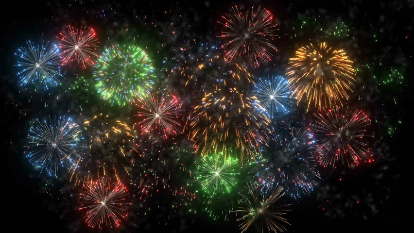Vibrant 4K Explosive Fireworks Motion Background