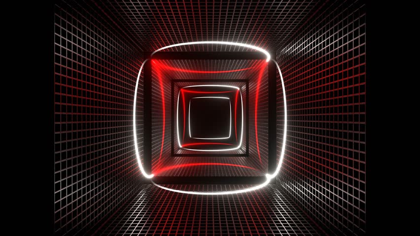Red and White Neon Circle Lights in Square Frames Background VJ Loop in 4K