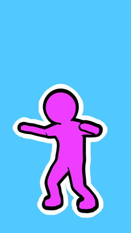 Seamless funny vertical video of minimal sketch character dancing isolated with copy space. Stop motion zine culture video loop.