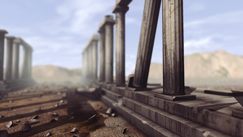 Greek pillars with depth-of-field