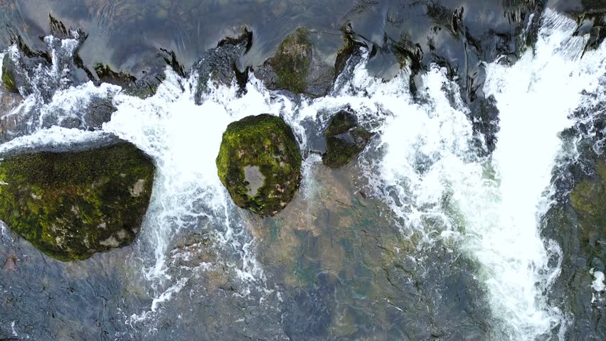 Aerial view of river rocks