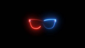Neon red and blue sunglasses, glowing outline, minimalist design, futuristic aesthetic, cyberpunk style, floating glasses 4K - Powered by Shutterstock - Get 15% off with code: PIKWIZARD15