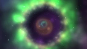 Abstract Space Vortex With Vibrant Colorful Nebula. Beautiful conceptual artwork depicting a swirling vortex in space surrounded by vivid shades of green and purple nebulae - Powered by Shutterstock - Get 15% off with code: PIKWIZARD15