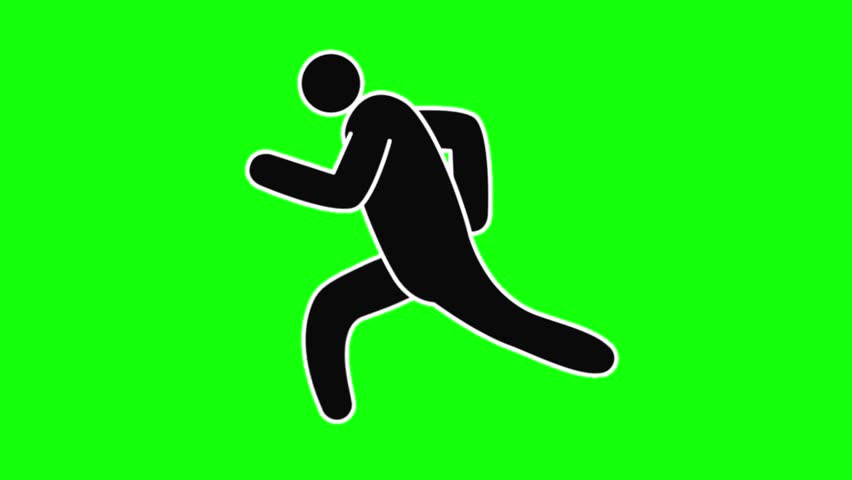 Cartoon Man Fast Running Green Screen Animation Video