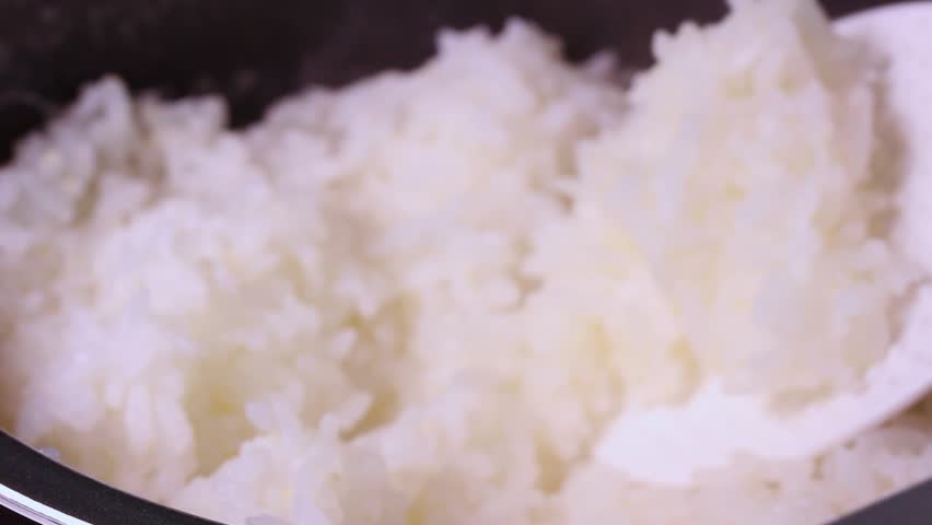 Serve freshly cooked rice with a spatula