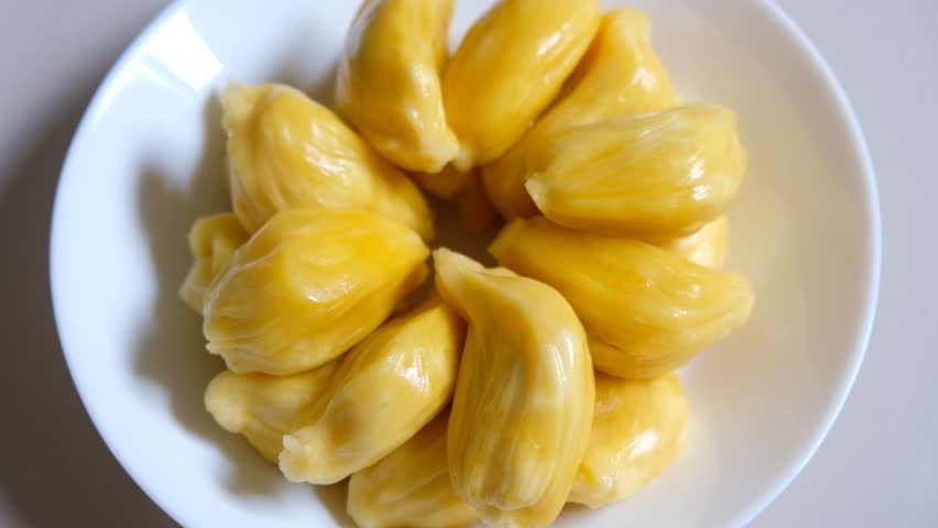 Close up of jackfruit on a white plate