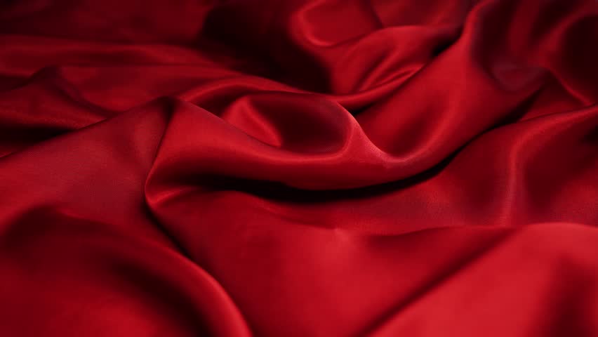 Luxurious crimson satin sheets caressing intertwined hands, highlighting intimate connection through soft texture and tender skin touching, embodying passionate emotional desire