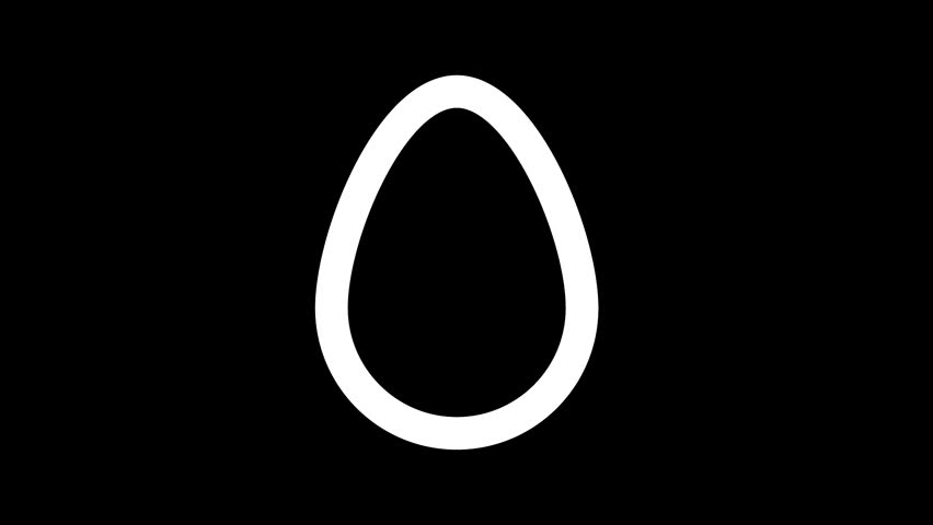 Icon egg is distorted. Glitch. Noise, chromatic aberration, geometric distortion. Transparent background, looped. In-Out looped. Alpha BW at the end