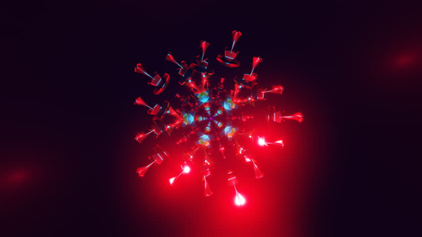 Abstract seamless VJ loop of geometric shapes with vibrant strobe lights