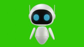 Cute 3D mini Robot character animation. Green screen background. Perfect looping. Artificial intelligence virtual assistant robot. - Powered by Shutterstock - Get 15% off with code: PIKWIZARD15