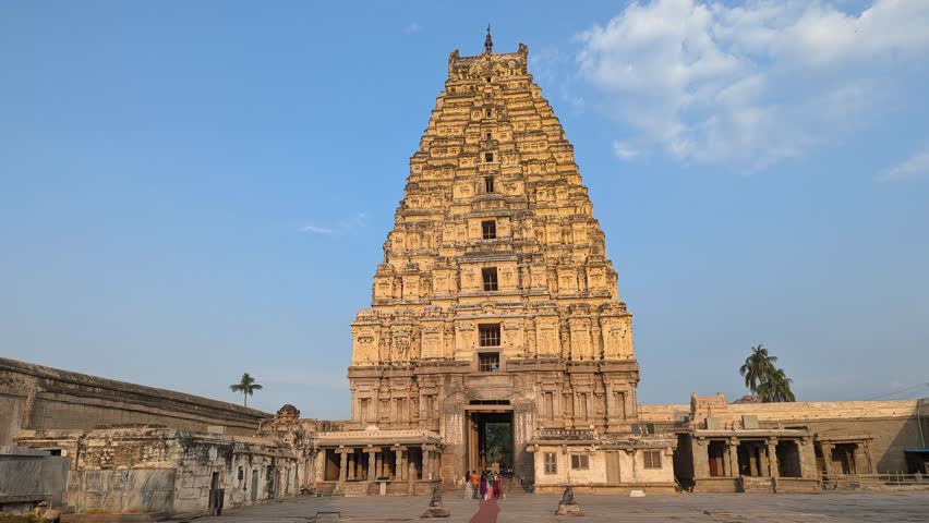 Intricate Carvings and Gopuram of Virupaksha Temple, Hampi, Karnataka, India