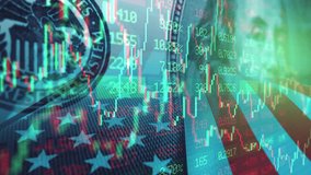 Stock market chart prices. Benjamin Franklin on the 100 dollars banknote background. Financial indexes candlestick graph. Investment analysis and currency exchange concept. American banks and economy - Powered by Shutterstock - Get 15% off with code: PIKWIZARD15