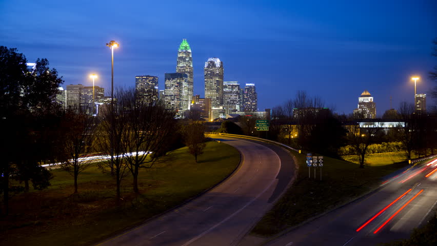 Charlotte North Carolina Skyline Timelapse at Night
