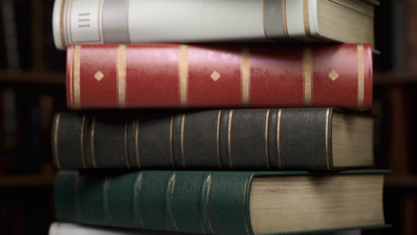 A stack of vintage books with old covers of various colors, Literature, education, reading. 3D Illustration