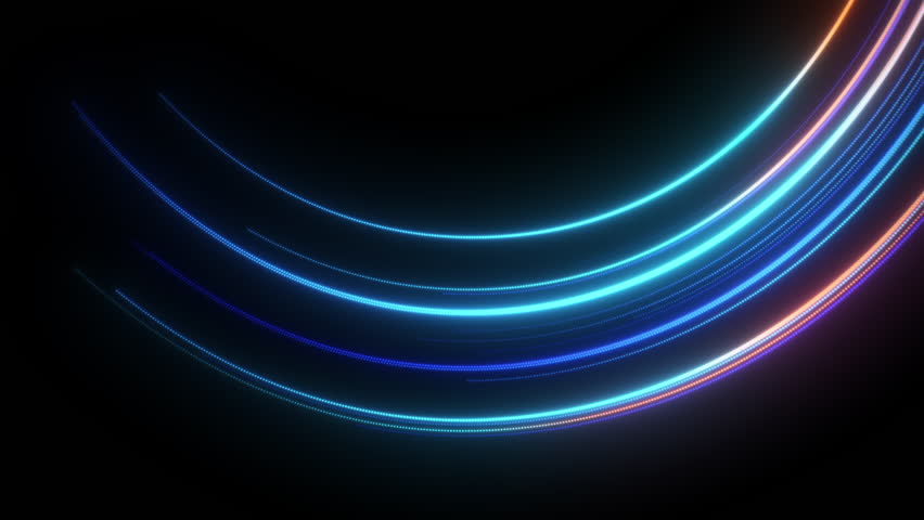 Orange and Blue Glowing Neon Light Curves – Futuristic 4K Background Animation