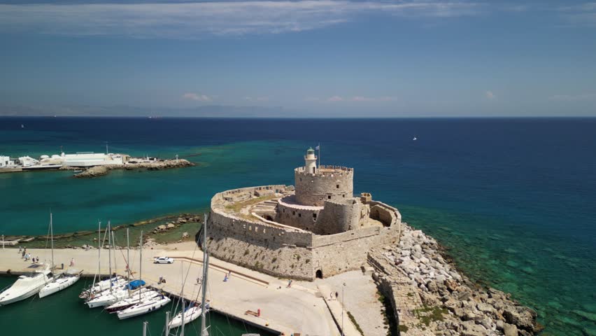 Rhodes City the capital of Rhodes Island in Greece from a drone