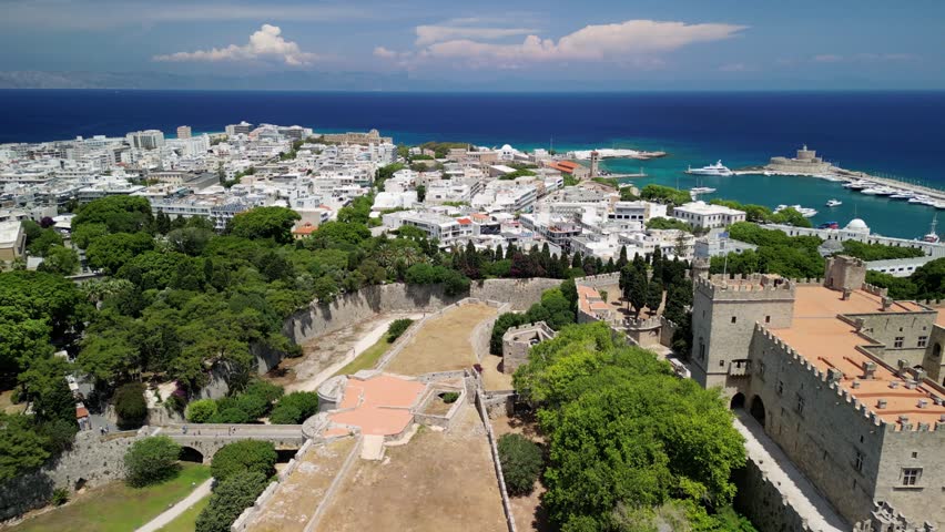 Rhodes City the capital of Rhodes Island in Greece from a drone