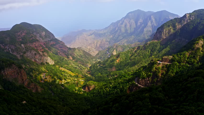 The beautiful landscape in the Barranco de Monteforte on the edge of the Garajonay National Park on La Gomera.
