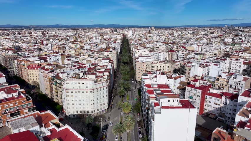 Valencia Skyline At Valencia In Valence Community Spain. Medieval Buildings Scenery. Downtown Cityscape. Valencia At Valence Community Spain. Cultural Heritage Skyline. Urban Scene.