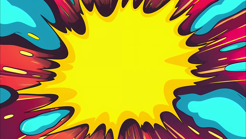 Cartoon-style animated spiral and radial pattern in vibrant colors. Hypnotic, abstract, and high-energy motion graphics perfect for dynamic backgrounds, comic-style effects, and psychedelic visuals.