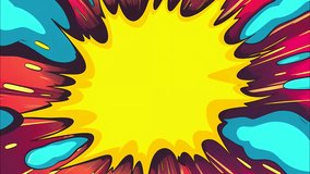 Cartoon-style animated spiral and radial pattern in vibrant colors. Hypnotic, abstract, and high-energy motion graphics perfect for dynamic backgrounds, comic-style effects, and psychedelic visuals. - Powered by Shutterstock - Get 15% off with code: PIKWIZARD15