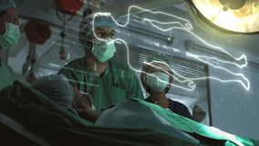 A surgeon diagnoses a senior patient using cutting-edge holographic simulation, enabling real-time visualization for a precise assessment of the patient's internal structures. Concept hospital care - Powered by Shutterstock - Get 15% off with code: PIKWIZARD15