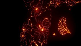 Aerial view of glowing lava field at night, featuring intricate fissures and volcanic flow textures. The molten surface glows orange-red, capturing raw geothermal energy and natural power. - Powered by Shutterstock - Get 15% off with code: PIKWIZARD15