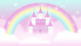 fairy background with a fairy tale castle and rainbow in the sky animation for Birthday, Baby Shower, etc. - Powered by Shutterstock - Get 15% off with code: PIKWIZARD15