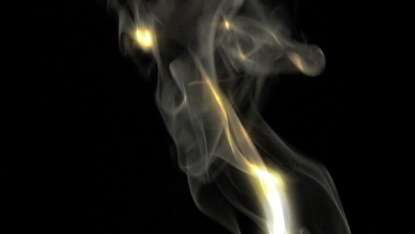 Burning light smoke slow motion on black background
