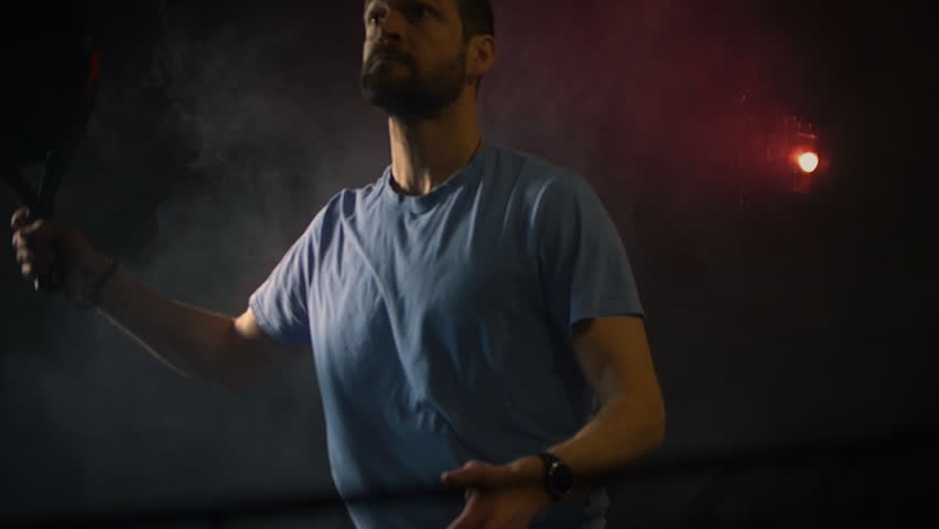 Padel Tennis Player in Action – Slow Motion, Medium Shot