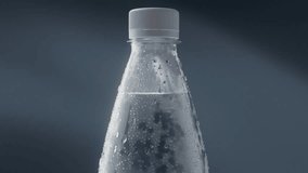 Close-up 3D animation of a cold water bottle with realistic condensation droplets forming on its surface. One droplet slowly slides down. - Powered by Shutterstock - Get 15% off with code: PIKWIZARD15
