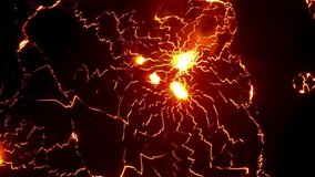 Aerial view of a molten volcanic ground surface glowing with radiant fissures and intense heat spots. Cracked earth patterns emphasize geothermal activity at night. - Powered by Shutterstock - Get 15% off with code: PIKWIZARD15