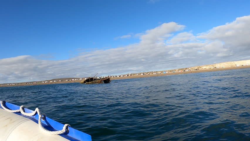 Remains of a sunken ship in Argentine Patagonia