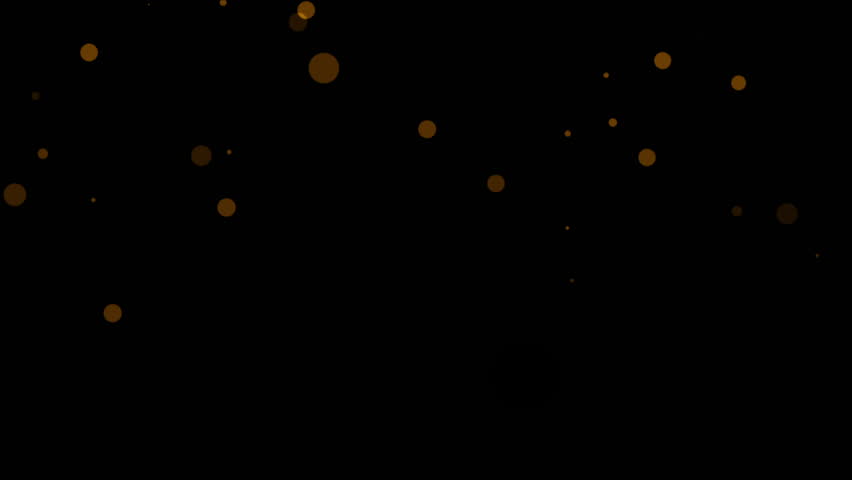 Abstract animation loop glow orange gold bokeh particles flow up on black background. 4K 3D seamless looping gold orange  bokeh particles dust fly in the air. 