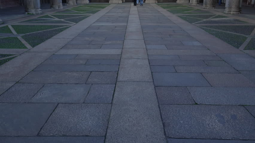 Nice tilt up view of Atrium of Ansperto of abbey of Saint Ambrose (Basilica di Sant