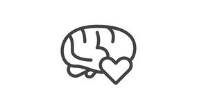 Animated outline icon. Business soft skills collection. Emotional intelligence brain and heart symbol. Black color on white background with alpha channel. Simple reveal and disappear animation. - Powered by Shutterstock - Get 15% off with code: PIKWIZARD15