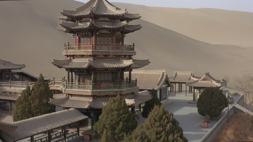 day time national old town pagoda aerial panorama 4k gansu china