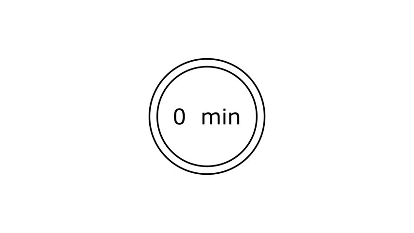 15 minutes, digital countdown timer black color animation. White background 4k video.
