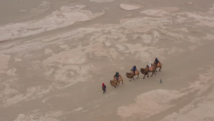 sunny evening time desert dunes old town aerial panorama 4k gansu china