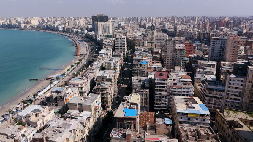 Aerial View Of Alexandria Mediterranean Port City In Egypt